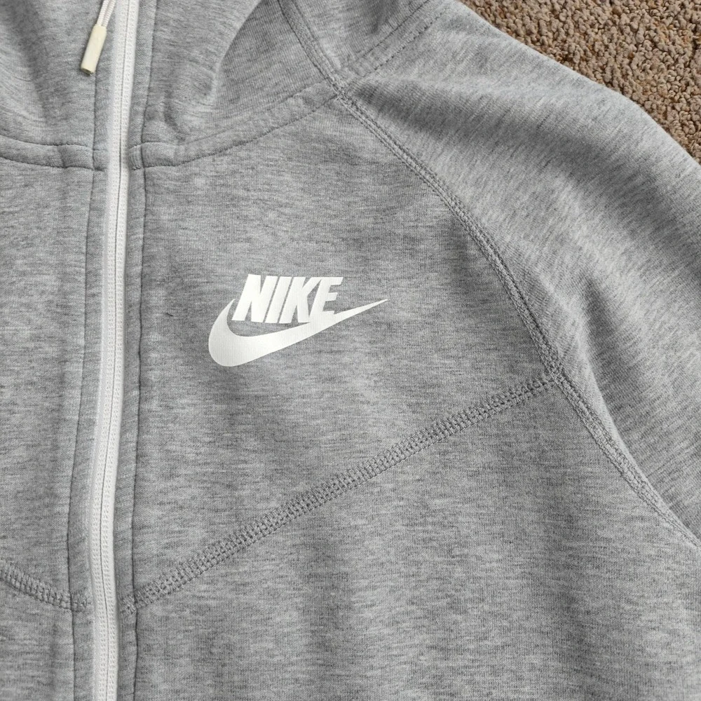 Nike Tech Fleece Full Zip Hoodie Women's Size L‎ Gray White Layering Athleisure